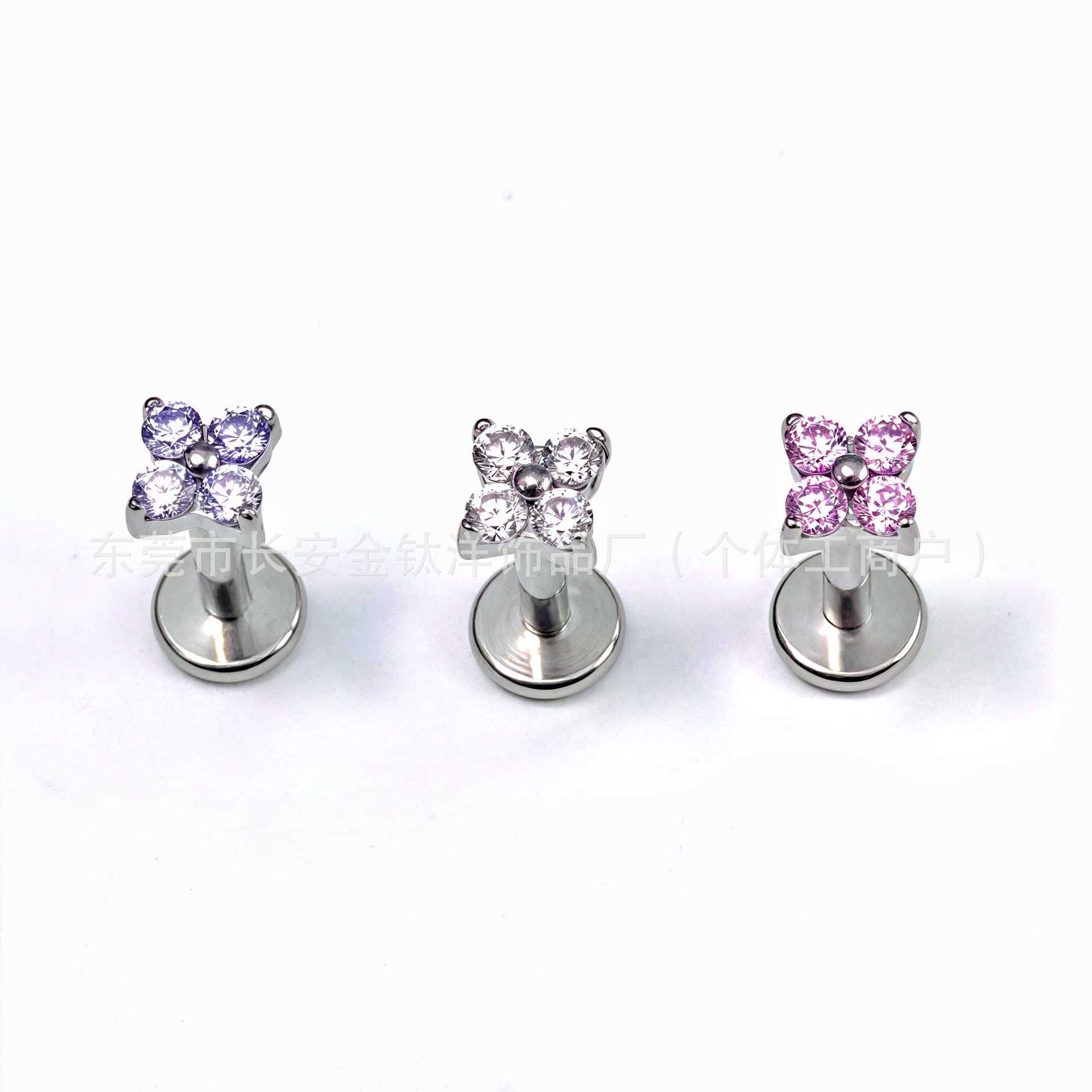 Pointed titanium steel lip stud product view