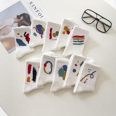 Graffiti Socks Women Crew Socks Instagram Simple Creative White Cotton Socks Spring Autumn Small Crew Couple Socks Wholesale