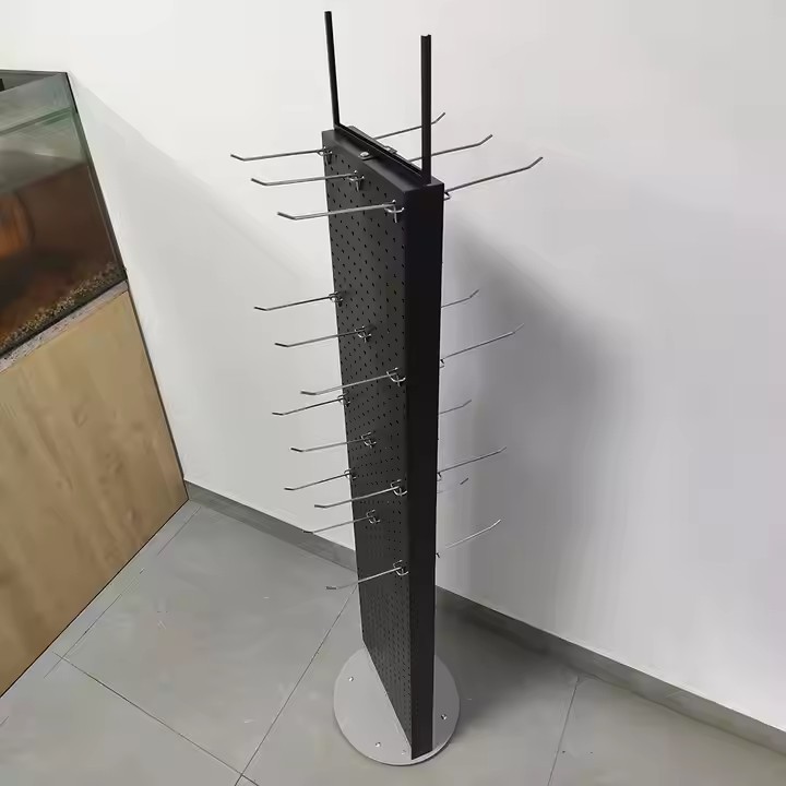 实物图双面两面旋转展示架挂件手机耳机手机配件金属展示架带轮子