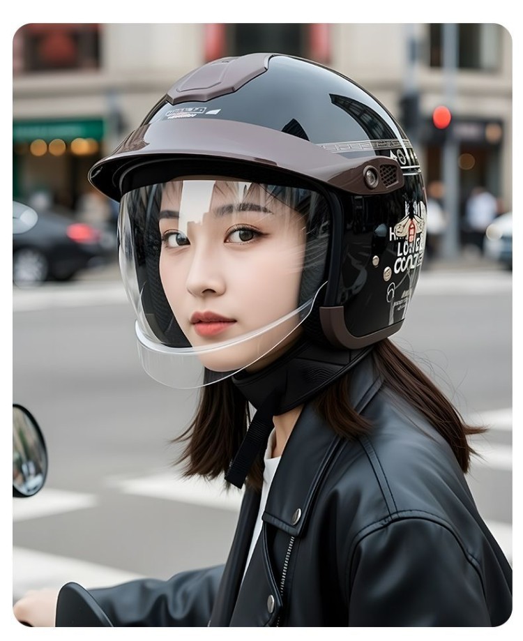 High-end silver-plated lens hidden helmet for electric scooters and motorcycles, rainproof, Class A, 3C certified, unisex