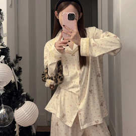 2025秋冬季新款德绒小熊可爱女睡衣家居服