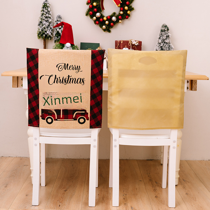 Home & Garden Christmas decoration supplies home atmosphere decoration chair cover Christmas Plaid car letter chair cover chopsticks cover_voghion.com
