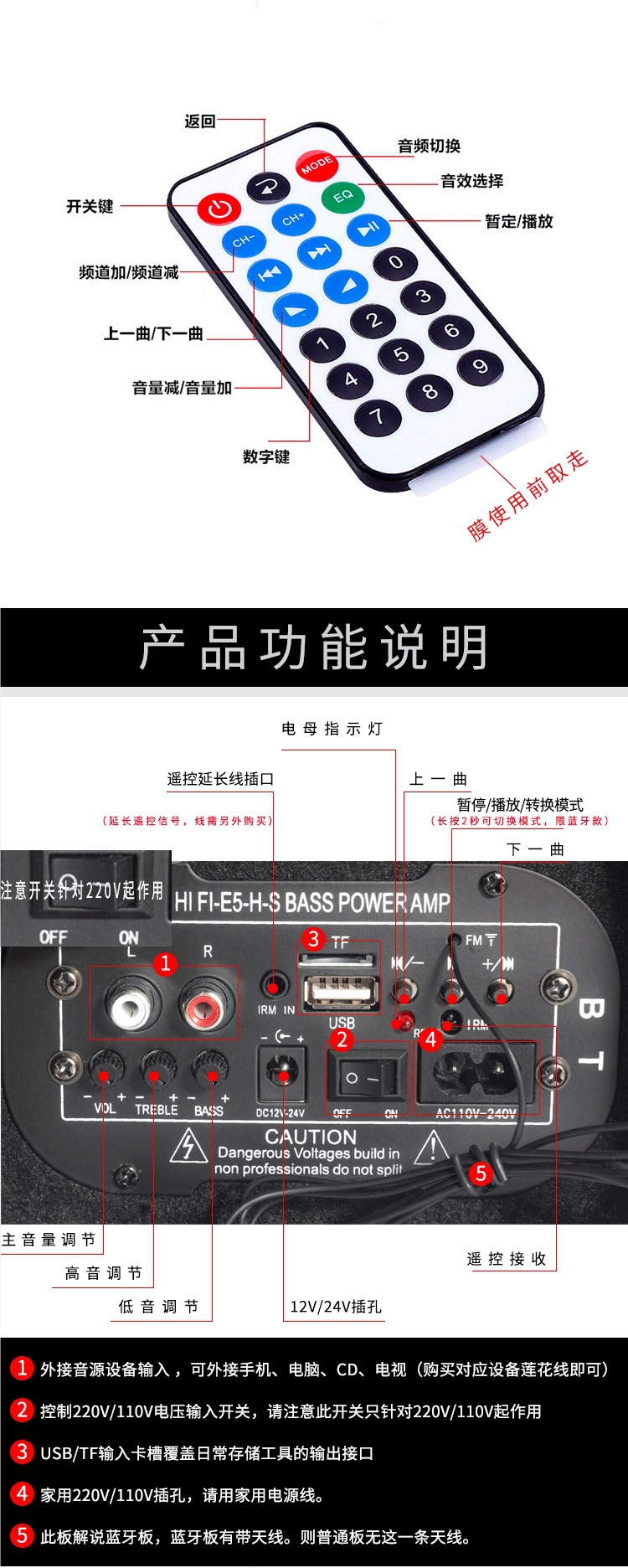 Wireless Bluetooth Subwoofer Speaker High Volume Home Super Bass Speaker Car Dedicated 12/24V under Seat