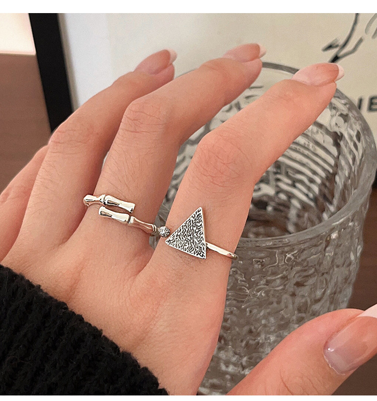 925 Sterling Silver Material 925 Sterling Silver Triangle Open Ring
