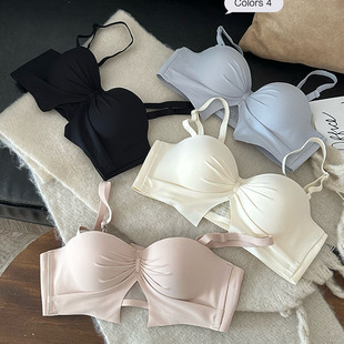 Traceless Half Cup Underwear Women's Gather-up Small Chest Special Summer Showy Strapless Rimless Flat Chest Women's Bra