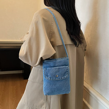 日系ins港风复古牛仔布包翻盖邮差包包女文艺学生书包单肩斜挎包