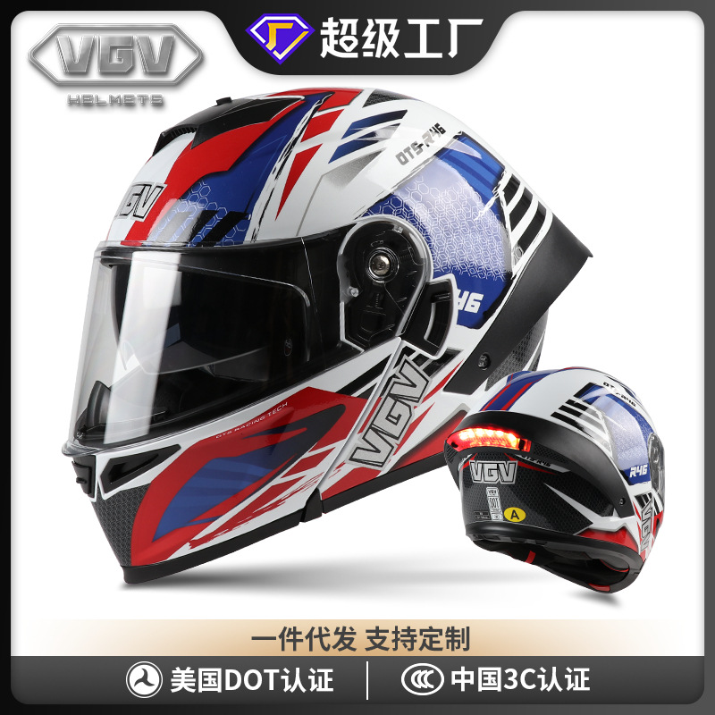 [Spot] 3c certificado casco de motocicleta para hombre, locomotora de cuatro estaciones, casco expuesto, alerón trasero femenino, coche eléctrico con luz nuevo