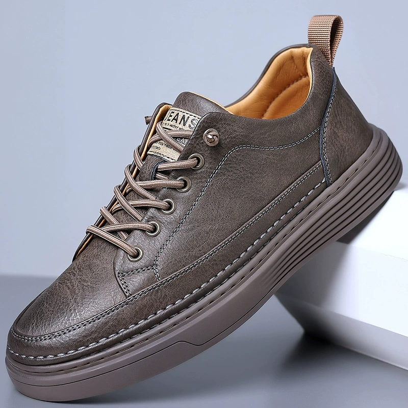 Мужские кожаные кроссовки в корейском стиле на весну-осень 2024, универсальные низкие слипоны для студентов, повседневная обувь