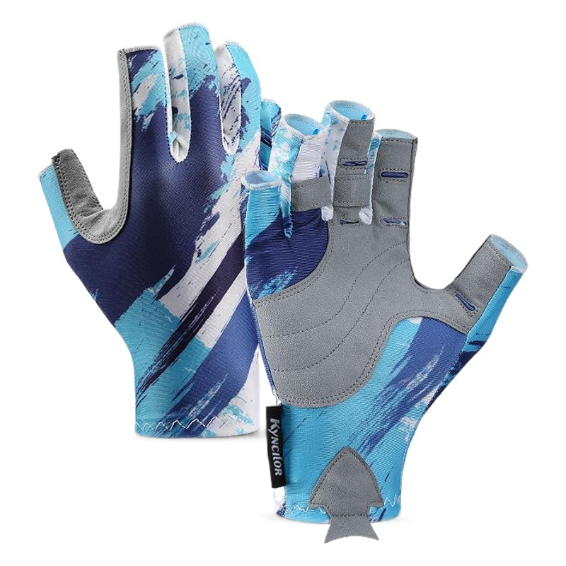 Verano deportes al aire libre fuga dedo bicicleta protección solar transpirable resistente al desgaste medio dedo guantes de pesca al por mayor