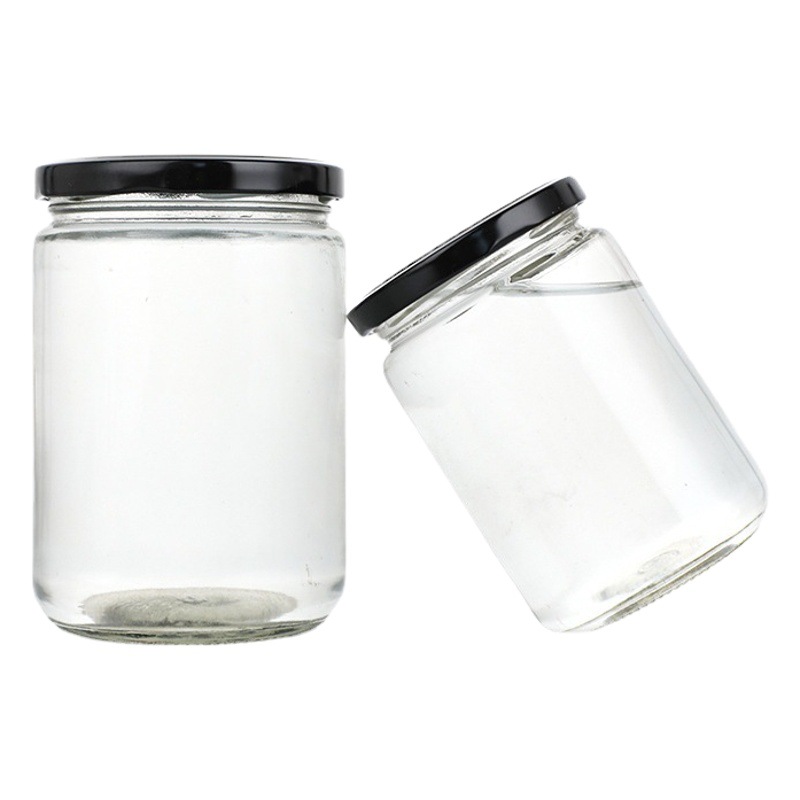 Puede botella de vidrio botella de encurtidos botella sub-botella redonda botella vacía mermelada salsa de Chile botella de miel en stock al por mayor
