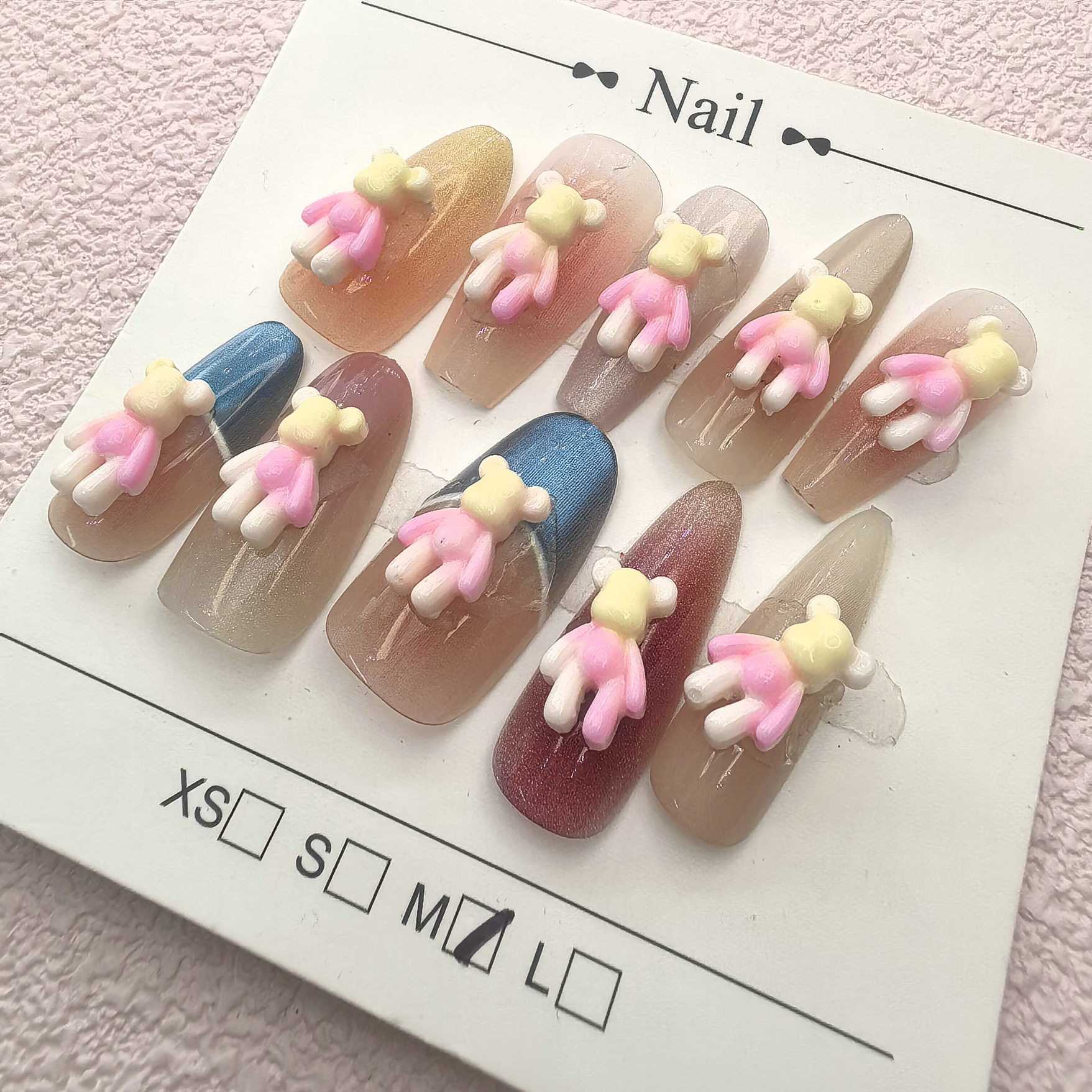 新款立体可爱暴力熊手工diy美甲耳钉手机壳奶油胶配件树脂00