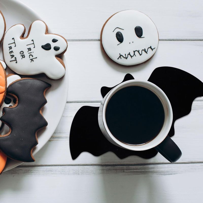 フェルトコウモリ食事マットハロウィーンテーブルマットブラックコウモリ滑り止め耐熱食器マットパーティーテーブルデコレーション用品|undefined
