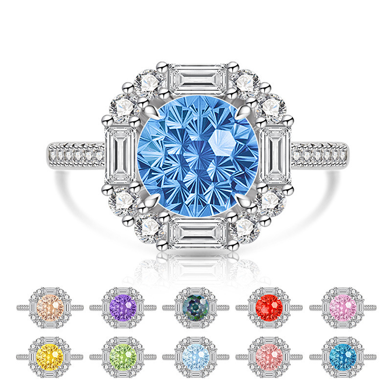 Gold Plated Fireworks Ring With Colored Gemstone And Diamond_voghion.com