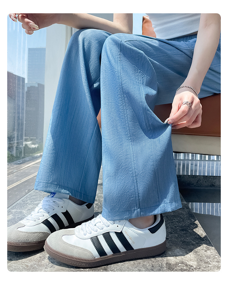 Quần culottes nữ ống rộng cạp cao chất liệu mềm mỏng mùa hè — màu xanh nhạt chi tiết 20