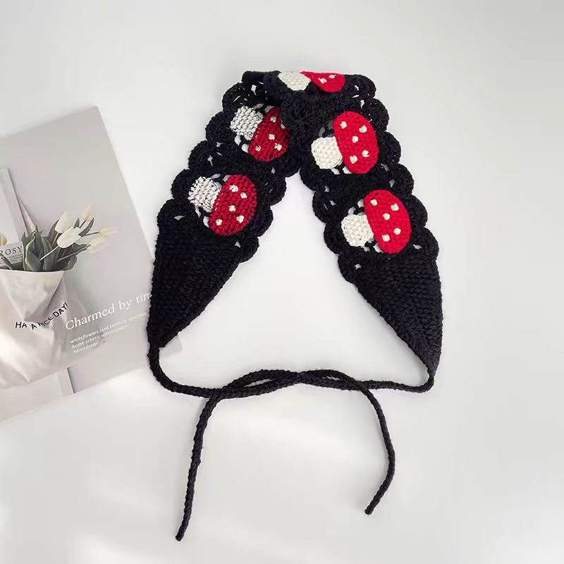 趙昭儀同款手工勾針三角頭巾百搭時尚法式復古可愛少女田園風髮帶