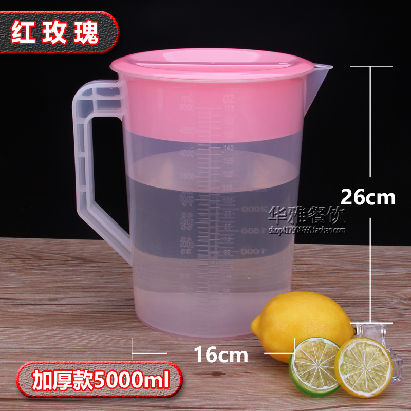 Botella de agua fría de plástico de gran capacidad resistente a altas temperaturas y resistente al calor botella de jugo doméstica con cubierta de escala tienda de té de leche burbujas frías