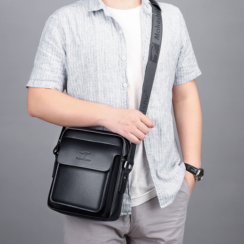 Manufacturer wholesale kangaroo Pu men's shoulder bag men's messenger bag briefcase business leisure men's backpack horizontal style