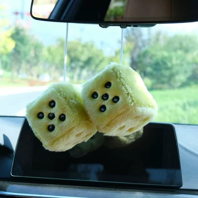 Cross-Border Plush Dice Car: Car hanging - lemon-yellow