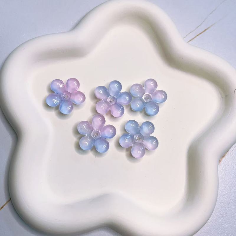 22mm混色捷克琉璃五瓣花手工diy古风发簪发钗装饰品材料|undefined