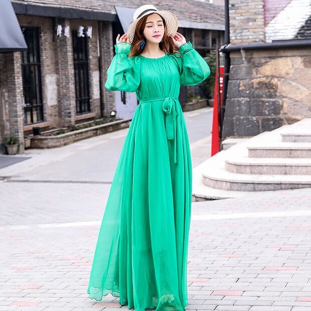 Dress, Extra Long Skirt, Large Size Chiffon Long Skirt, Spring and Summer Super Fairy Seaside Vacation Floor-Length and Ankle-Length Beach Skirt