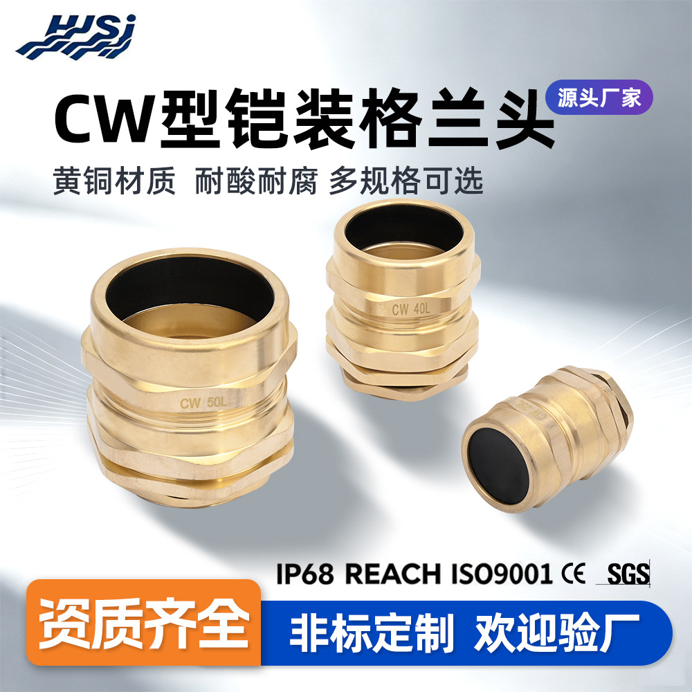 黄铜CW防爆铠装电缆接头 防尘 耐温 M型螺纹铠装密封填料函格兰头