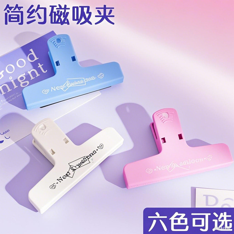 磁気クリップハンドブッククリップ磁気クリップ学生文具プラスチックテスト用紙ロングテールクリップ事務用品ノートフォルダー|undefined