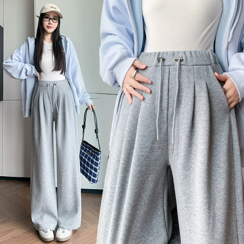 Sports overall for pregnant, autumn demi-season warm trousers for leisure, loose straight fit, oversize