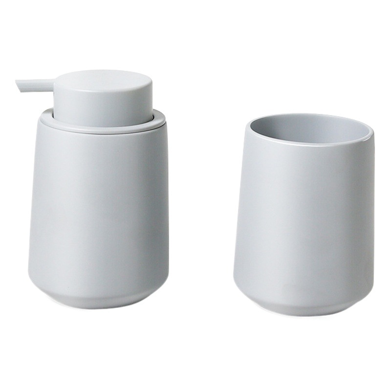 Venta directa de fábrica moda simple textura esmerilada resina muñeco de nieve de dos piezas botella de loción taza