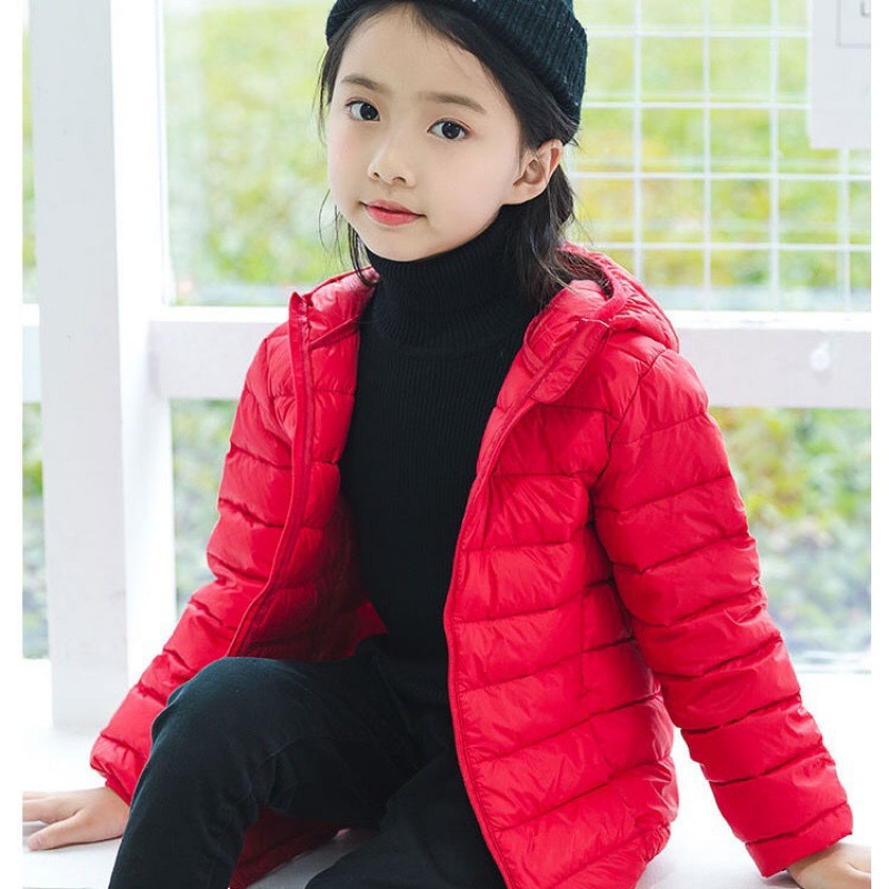 Velvet children's light and thin winter short down jacket for boys