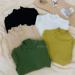 女童長袖針織打底衫秋冬新款百搭線衫中大童簡約純色毛衣0158A017