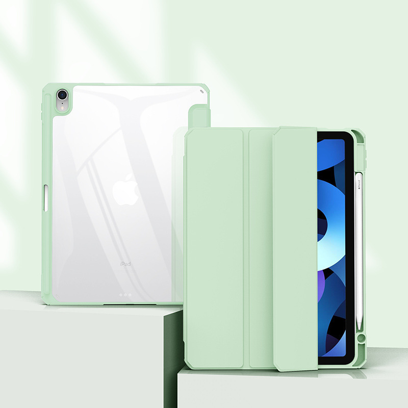 Funda protectora ipad2022 aplicable con ranura para bolígrafo 10.2 tri-fold acrílico transparente anti-flexión Shell 10,9 tableta Funda de cuero