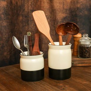 Scandinavian Chopstick Barrel Ceramic Chopstick Cage Household Drain Tableware Barrel Kitchen Knife and Fork Storage Rack Chopstick Barrel Chopstick Box