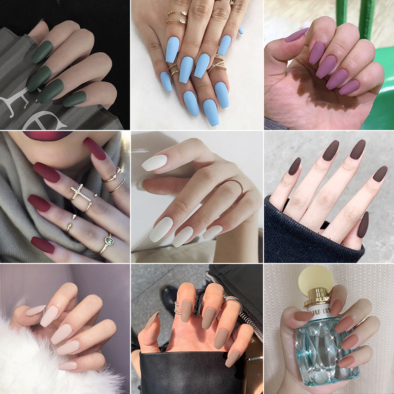 Solid Color Matte Frosted Ballet Armor Fake Nail Patch Wear Nail Nails Coffin Armor Finished Nail