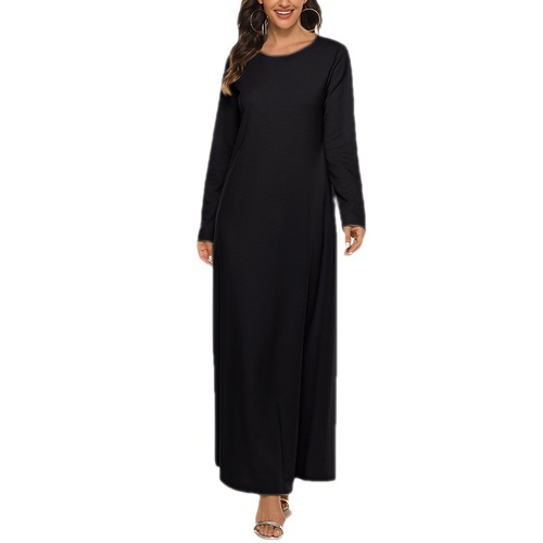 Muslim prayer dress basic style long-sleeved innerwear round neck dress Middle Eastern robe TikTok