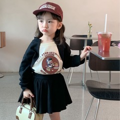 Spring 2024 New Children's Clothing Cartoon Splicing Sweatshirt Korean Style Baby Autumn Outfit Fashion Casual Long Sleeve Top