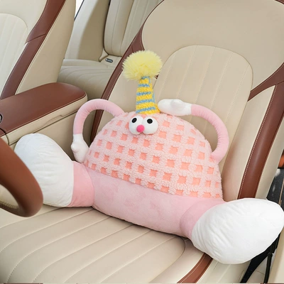 Support Cartoon Creative Monster Car, Waist support - plush-big-foot-monster-waist-plaid-pink