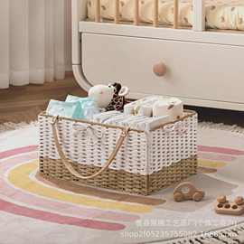编织尿布篮手工婴儿奶瓶收纳篮带把手宝宝礼物收纳盒手提篮伴手礼