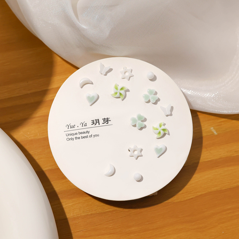 生物瓷耳钉新款一周耳饰防敏0红肿学生党睡觉免摘耳饰精致韩版|undefined