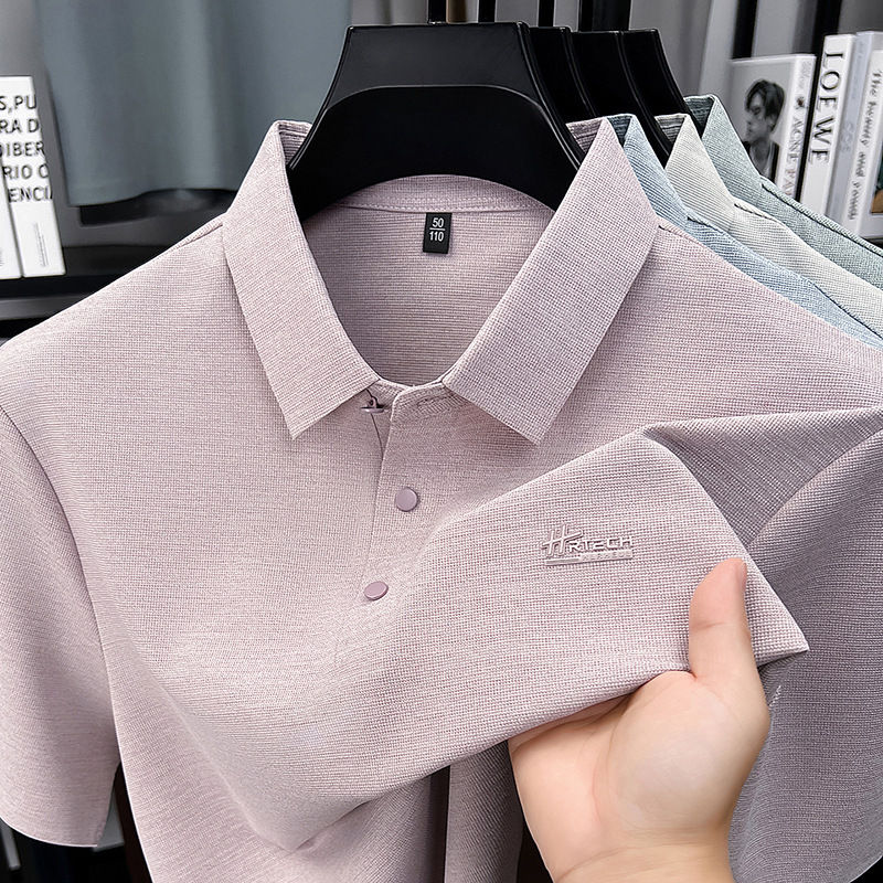 Business men's casual fashion breathable seamless Polo shirt short-sleeve turn-down collar T-shirt factory-made men's half-sleeve clothing