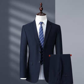 中年新款男商务西服套装2024春秋潮流户外西服领纯色时尚休闲代发