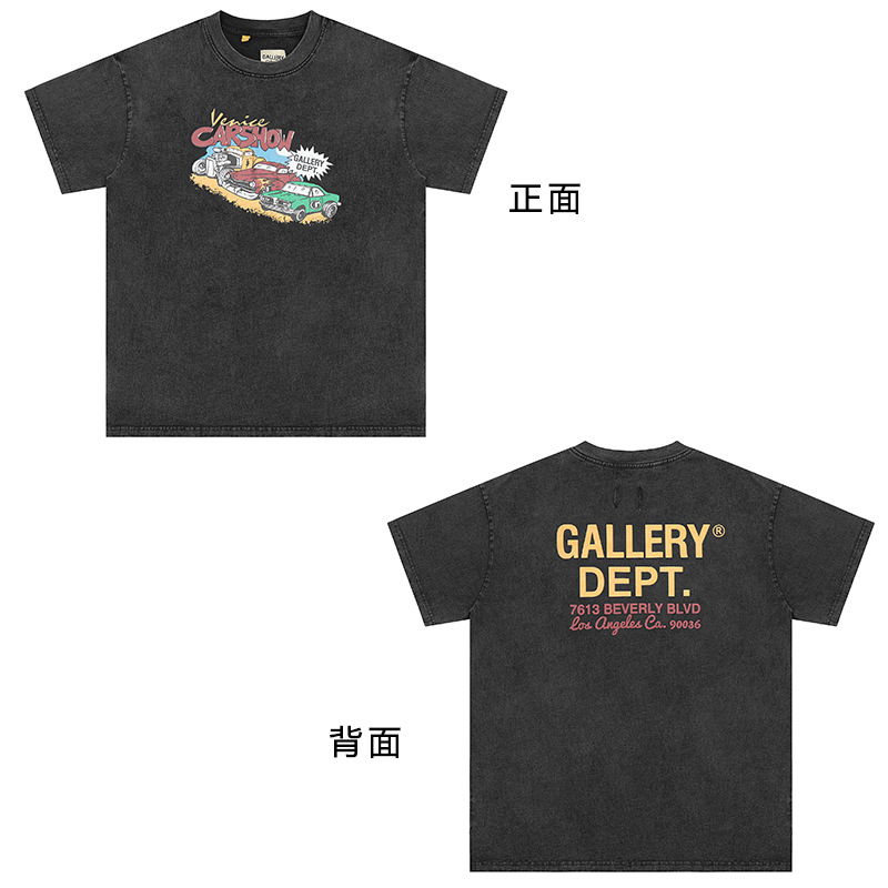 VTG GALLERY DEPT camiseta retro de manga corta lavada y desgastada graffiti arcoíris suelta antiniebla pareja de media manga hombres