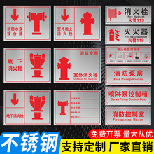 不銹鋼消泵接合器標識牌室外地上地下消火栓指示牌噴淋水泵提示牌