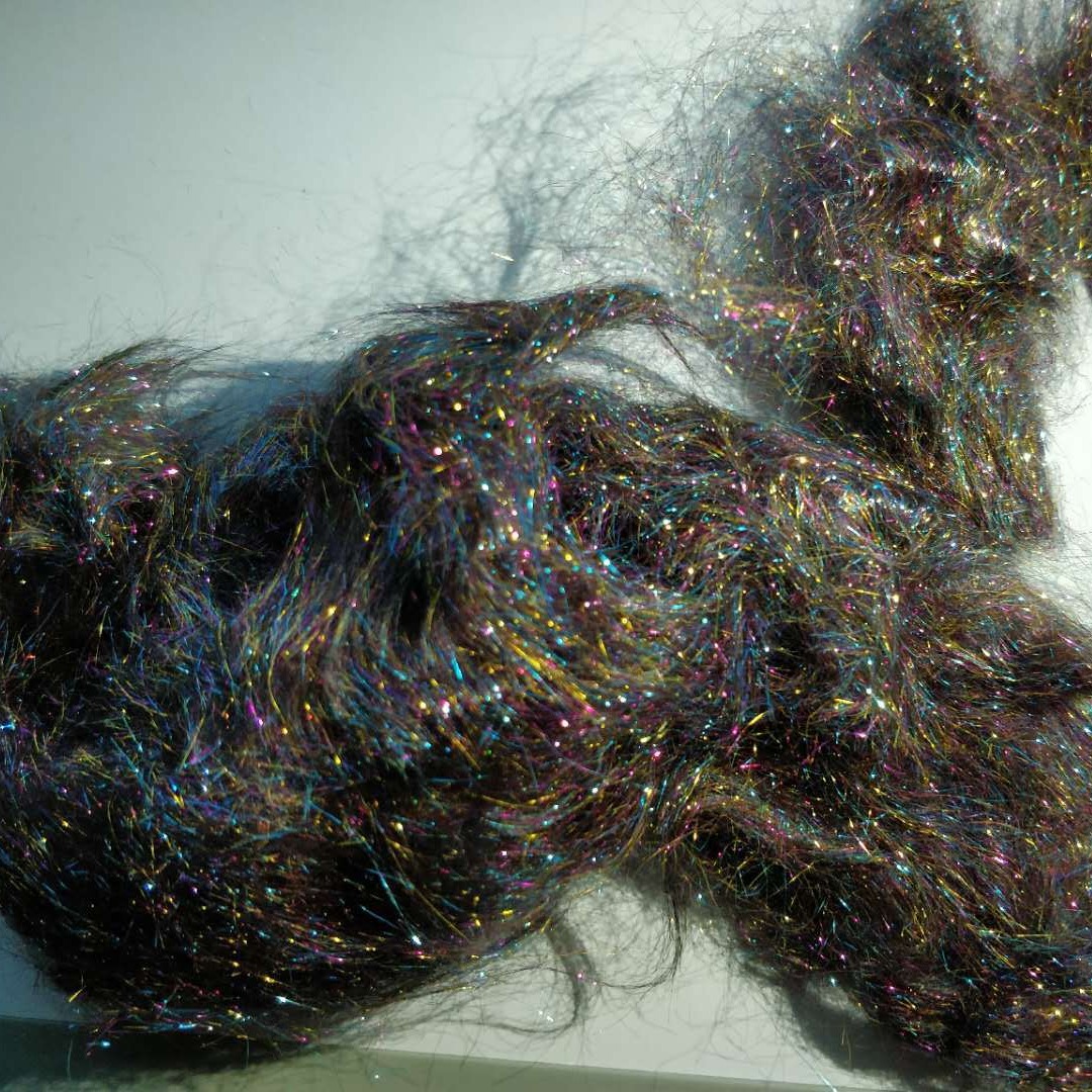 极窄薄丝加细金毛亮银毛12mic1/350金属彩丝短纤维纺毛纱用