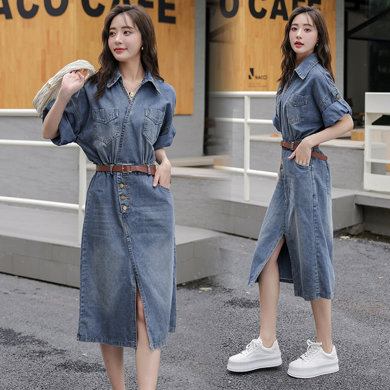 Long denim dress