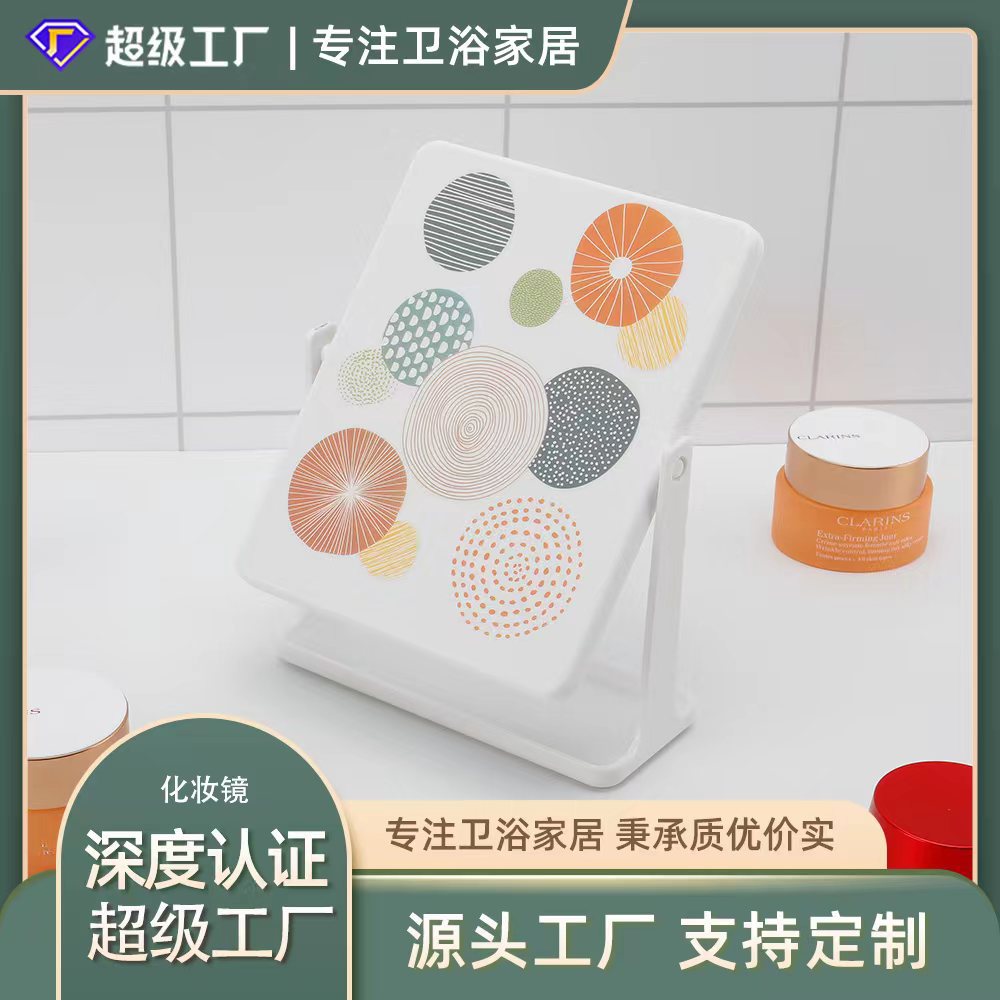 Espejo de maquillaje de impresión espejo vestidor de escritorio dormitorio en casa Nordic giratorio simple espejo cuadrado