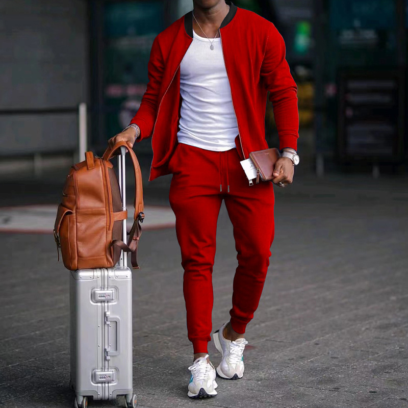 700g Weight Long Sleeve Sleeve Length Cotton Blend, Polyester Fabric Type Pants Sets Sets Type 2 Pieces Set Quantity Casual Occasion Collarless Neckline Regular Fit Fit Type Solid Color Pattern Spring, Autumn Season Men's Gender Simple Style Style Casual Men's Simple Style Solid Color Cotton Blend Polyester Pants Sets 22
