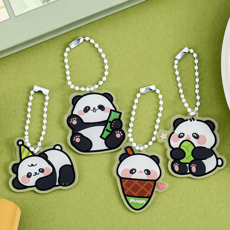 かわいいパンダのキーホルダーのペンダントの漫画の少女の心のアクリルの包みは高い顔の価値のキーチェーンの小さい贈り物を飾ります。|undefined
