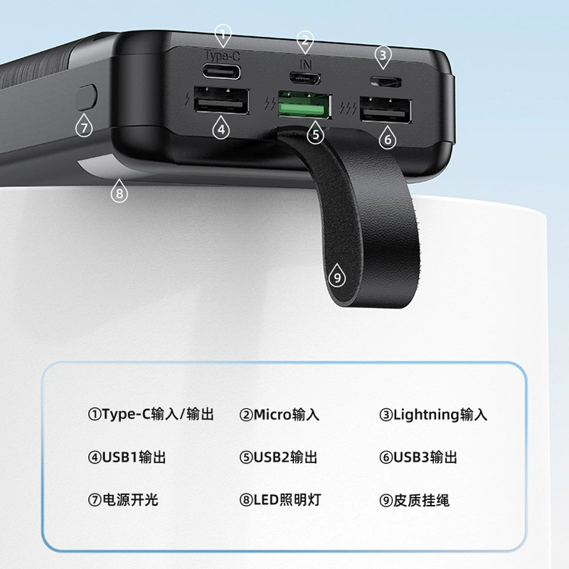 AWEI用维便携挂绳3万大毫安充电宝 跨境 22.5W快充移动电源现货
