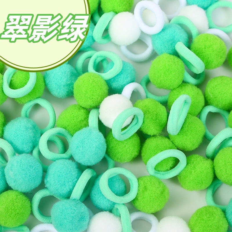 Cuerdas para el cabello de los niños bolas de peluche anillo lindas tiras elásticas para el cabello de la niña no lastimar el cabello otoño y invierno nuevos adornos para el cabello