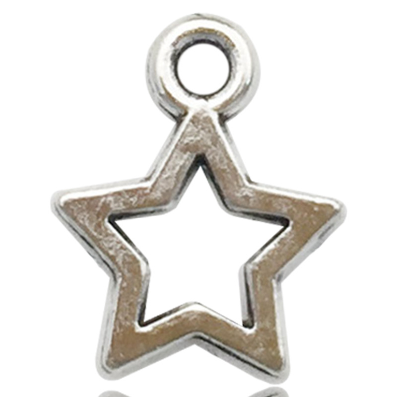 Retro DIY accesorios de joyería de aleación hechos a mano 1 Estrella hueco estrella de cinco puntas collar de meteorito pendientes colgante